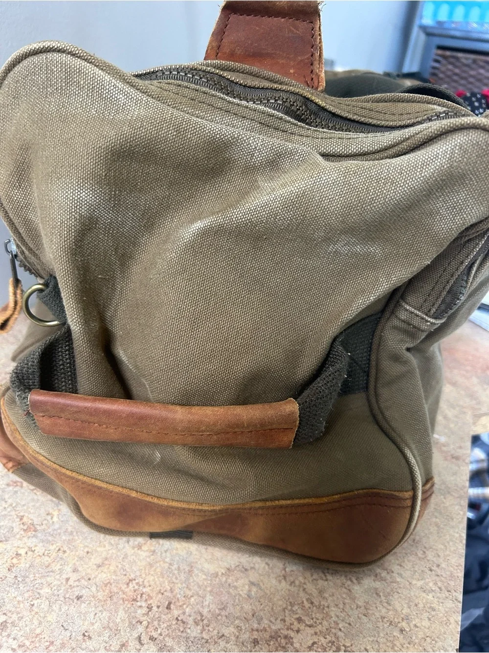 High Sierra Vintage Weathered Canvas/Leather Duffel Bag